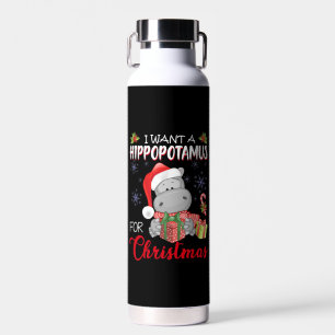 Botella De Agua Quiero Hipopótamo Para Navidades Xmas Hippo