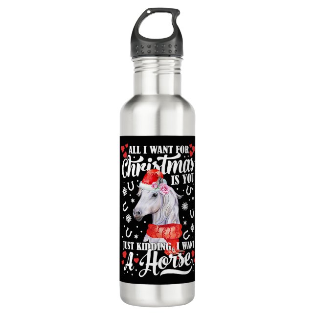 Botella De Agua Quiero una camiseta de caballos Navidades (Anverso)