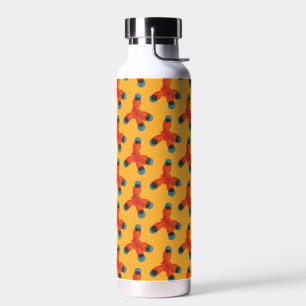 Botella De Agua Química Orgánica Patrón de Molécula Amarilla Geek