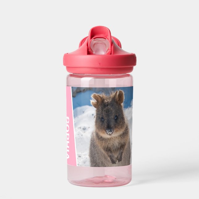 Botella De Agua Quokka on the Beach Australia, Pink Accent Girls (Delante)