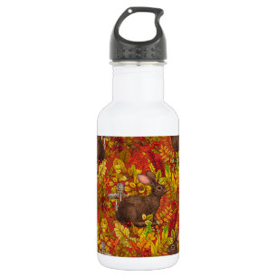 Botella De Agua Rabbit otoñal en rojo