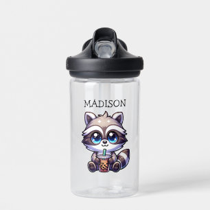 Botella De Agua Raccón kawaii con té de burbuja personalizado
