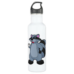 Botella De Agua Racoon con copa de café