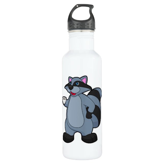 Botella De Agua Racoon con copa de café (Anverso)