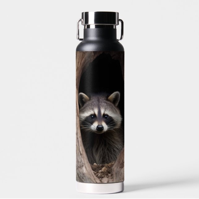 Botella De Agua Racoon en la cueva del árbol (Delantero)
