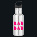 Botella De Agua Rad Dad neón rosa caliente negro moderno tipografí<br><div class="desc">Rad Dad neon caliente rosa y negro moderna tipografía fría botella de agua de acero inoxidable. Disponible en muchos colores y tamaños.</div>