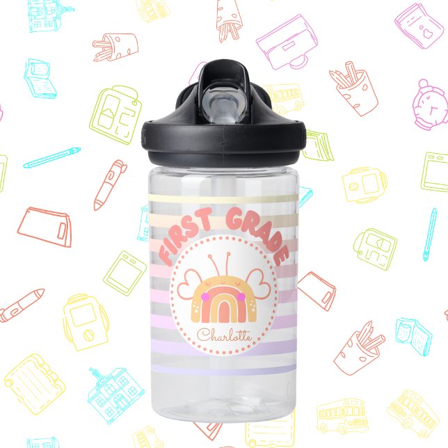 Botella de agua Rainbow de primer grado personaliz (Personalized First Grade Rainbow Water Bottle)