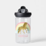 Botella De Agua Rainbow Unicorn<br><div class="desc">Diseño personalizado Gold Rainbow Unicorn.</div>