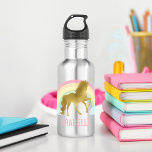 Botella De Agua Rainbow Unicorn<br><div class="desc">Diseño personalizado Gold Rainbow Unicorn.</div>