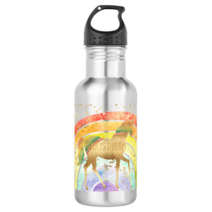 Botella De Agua Rainbow Unicorn siempre sueña con el confetti dor