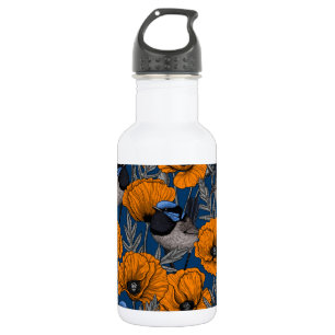 Botella De Agua Ramblas de hadas y flores de amapola naranja