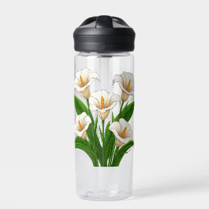 Botella De Agua Ramo de Lirios de Calla Blancos con Hojas Verdes
