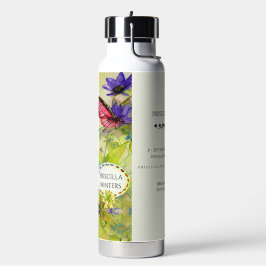 Botella De Agua Rana acuarela pintada moderna con guitarra