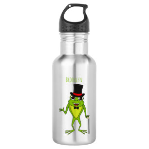 Botella De Agua Rana divertida con personalizado de sombrero super