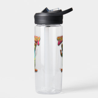 Botella De Agua Rana Hippie Tómalo con Calma Divertido Colorido 