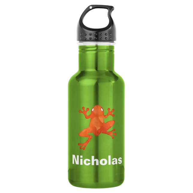 Botella De Agua Rana Naranja personalizada (Anverso)