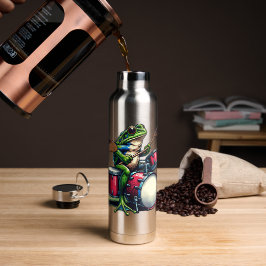 Botella De Agua Rana Personalizado divertida tocando los tambores