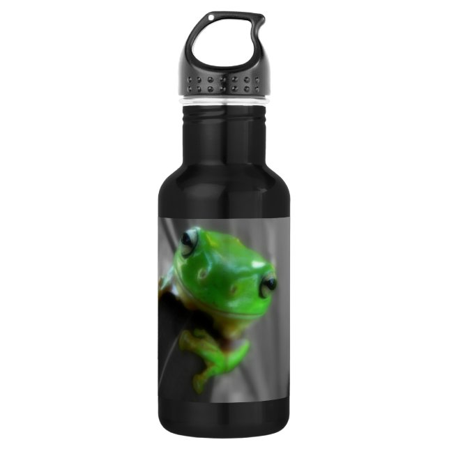 Botella De Agua Rana verde brillante (Anverso)
