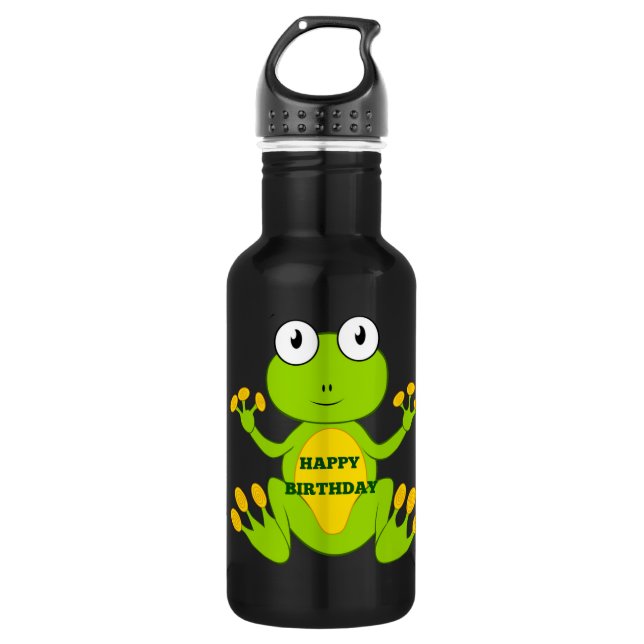 Botella De Agua Rana verde feliz cumpleaños (Anverso)