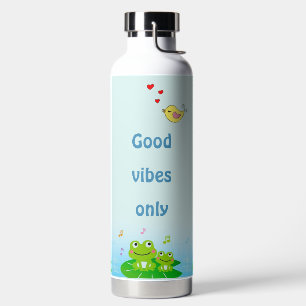Botella De Agua Ranas felices divertidas y texto solo con buenas v