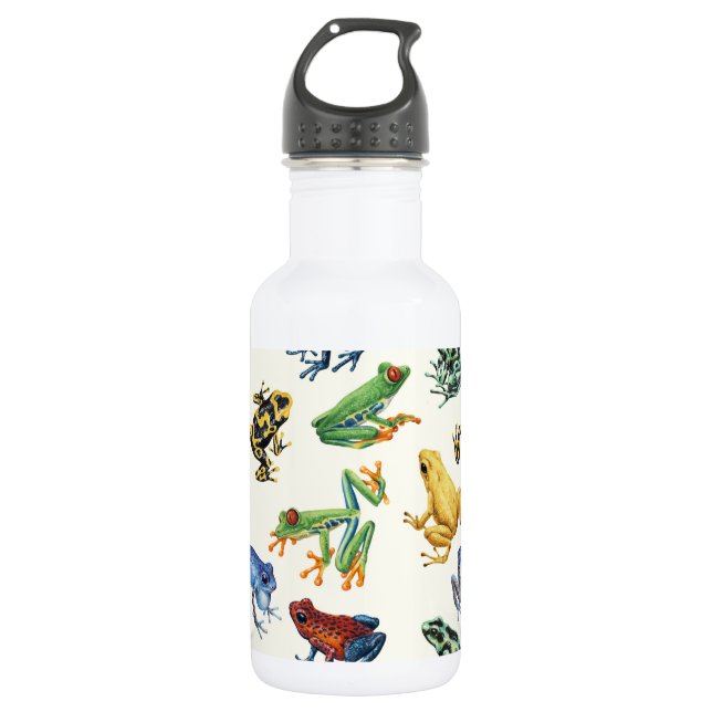 Botella De Agua Ranas sobre blanco natural (Anverso)