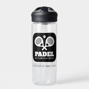 Botella De Agua Raquetas de padel cruzado nombre personalizado bot