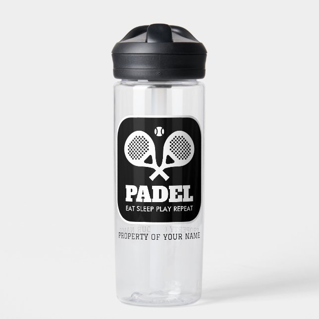 Botella De Agua Raquetas de padel cruzado nombre personalizado bot (Delante)