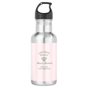 Botella De Agua Raquetas de tenis verdes con rayas rosadas para fi