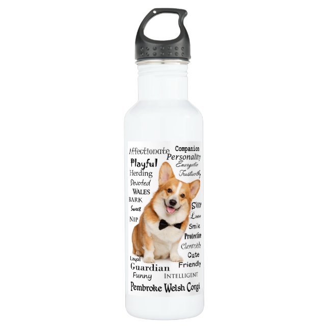 Botella De Agua Rasgos Corgi (Anverso)