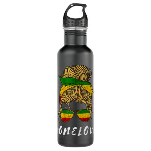 Botella De Agua Rasta Reggae Music One Love Messy Bun Hair Jamaica