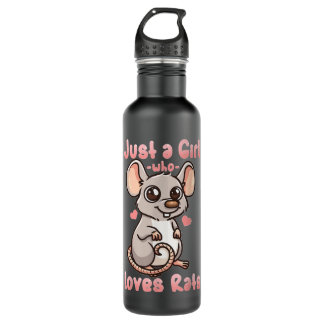 Botella De Agua Rat Just a Chica que ama a Rats Kawaii