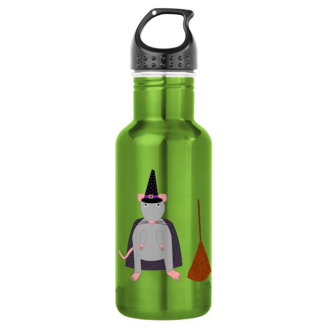 Botella De Agua Rata de bruja de Halloween y sala (Anverso)