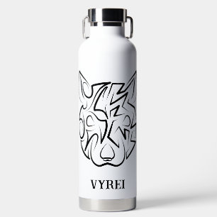 Botella De Agua Rata tribal negra y blanca