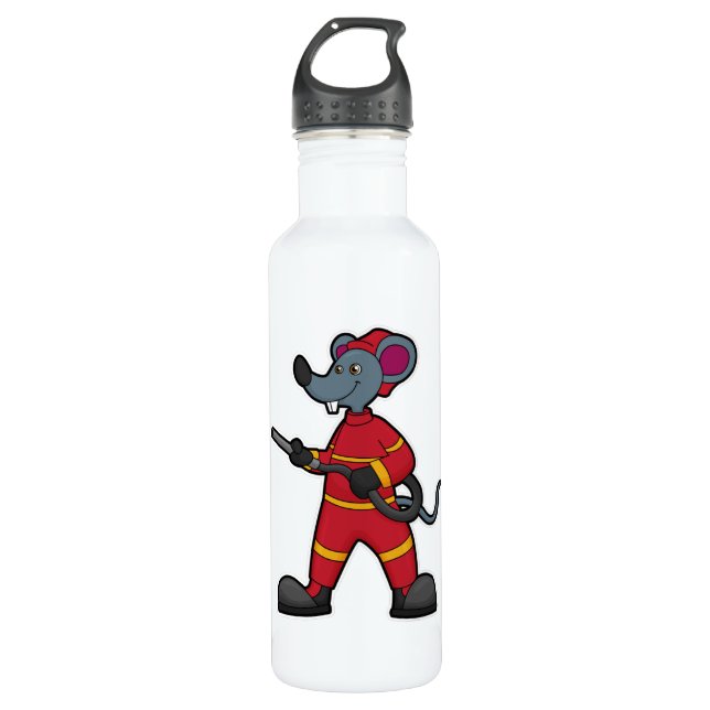 Botella De Agua Ratón como bombero con mango (Anverso)