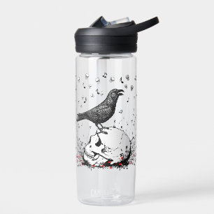 Botella De Agua Raven canta canción de muerte en el cráneo