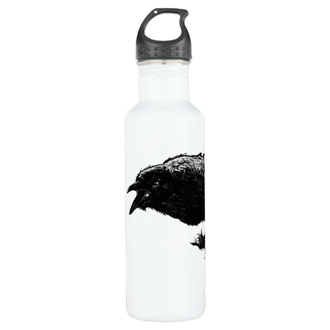 Botella De Agua Raven enojado en negro escoge tu fondo (Anverso)