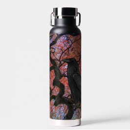 Botella De Agua Raven negro y arce japonés brillante