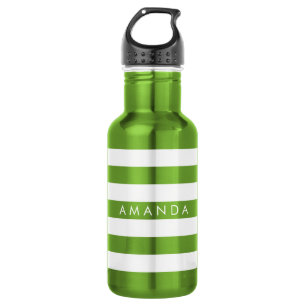 Botella De Agua Rayas blancas ajustables de PixDezines/fondo diy