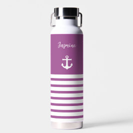 Botella De Agua Rayas blancas nauticas personalizadas