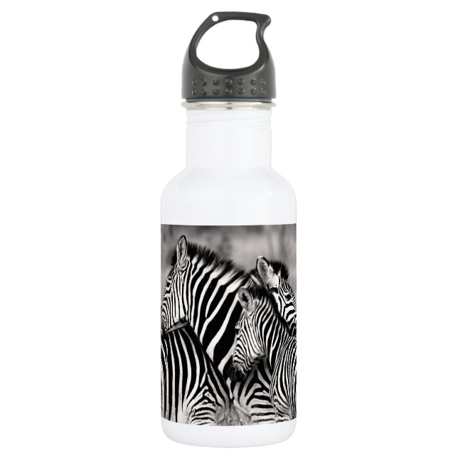 Botella De Agua Rayas blancos y negros del safari de la naturaleza (Anverso)