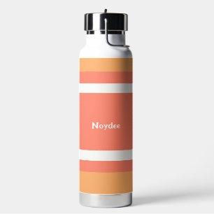 Botella De Agua Rayas Centrales Líneas Horizontales Rojo Naranja B