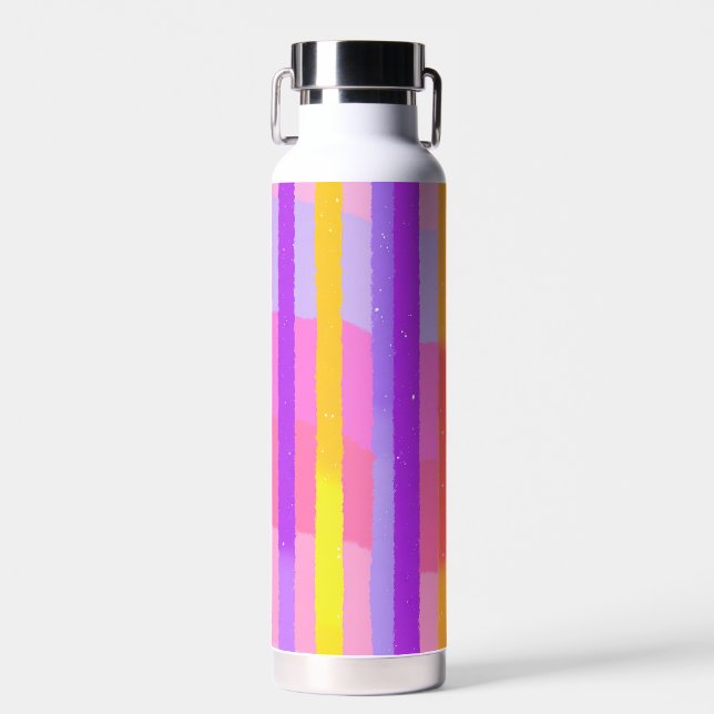 Botella De Agua Rayas de arcoíris pastel lindas (Delantero)