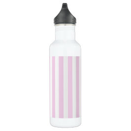 Botella De Agua Rayas de caramelo rosa pálido y blanco