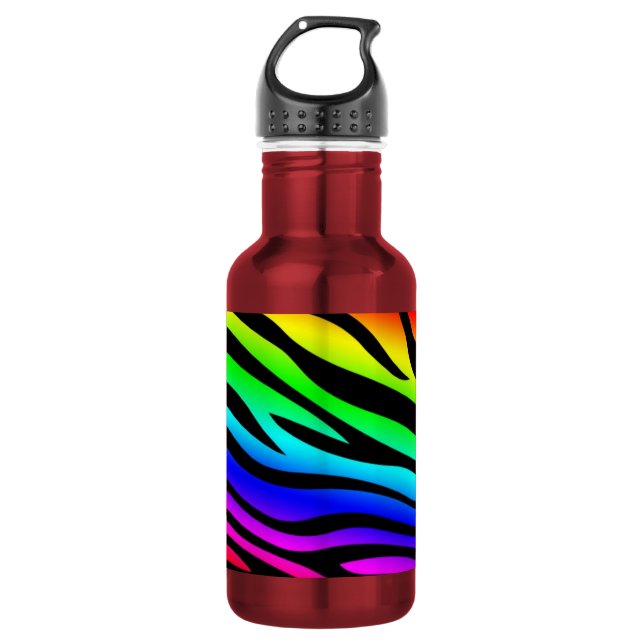 Botella De Agua Rayas de cebra Arcoíris (Anverso)