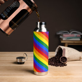 Botella De Agua Rayas de la bandera del arcoíris y orgullo, comuni