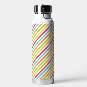 Botella De Agua Rayas diagonales en colores vibrantes
