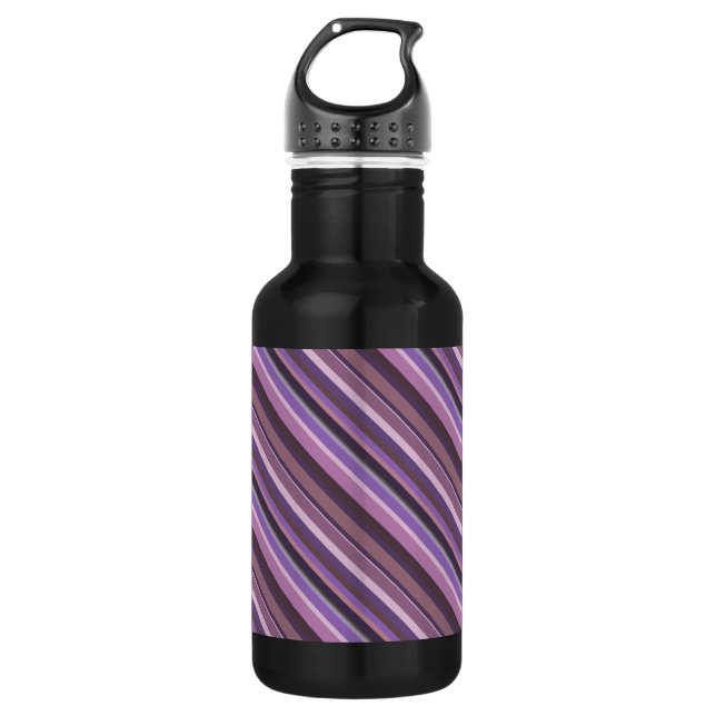 Botella De Agua Rayas diagonales malvas (Anverso)