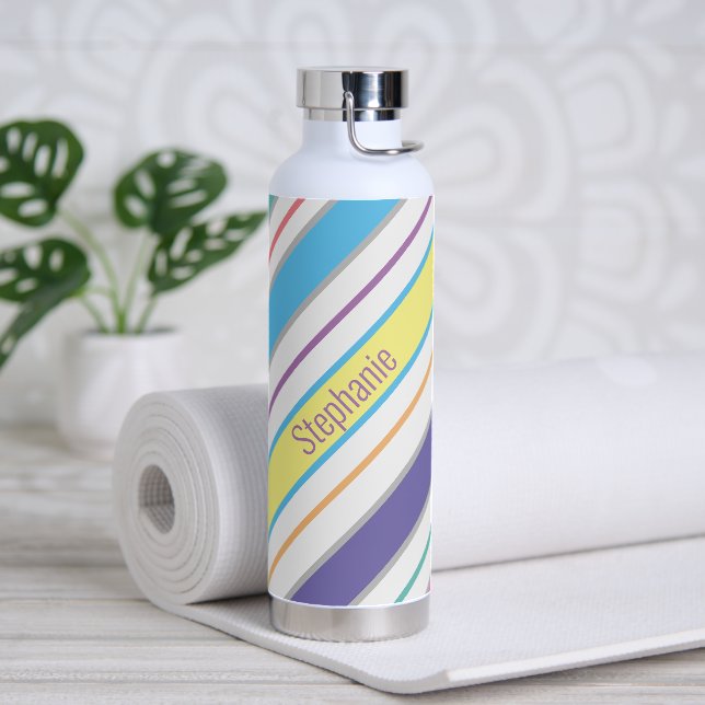 Botella De Agua Rayas diagonales simples (Yoga)