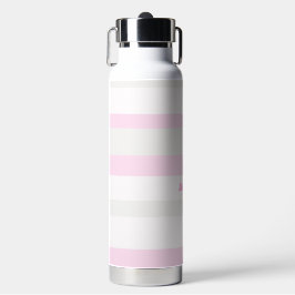 Botella De Agua Rayas horizontales de armonía Gris Rosa Blanco