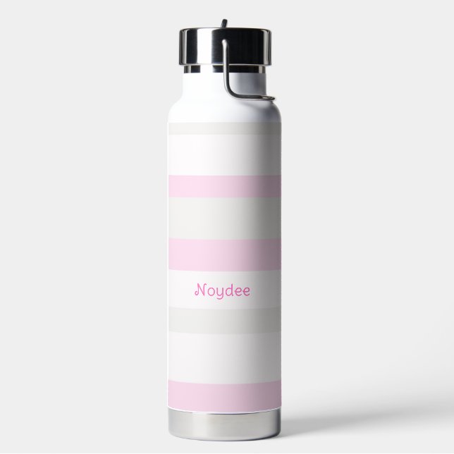 Botella De Agua Rayas horizontales de armonía Gris Rosa Blanco (Izquierda)